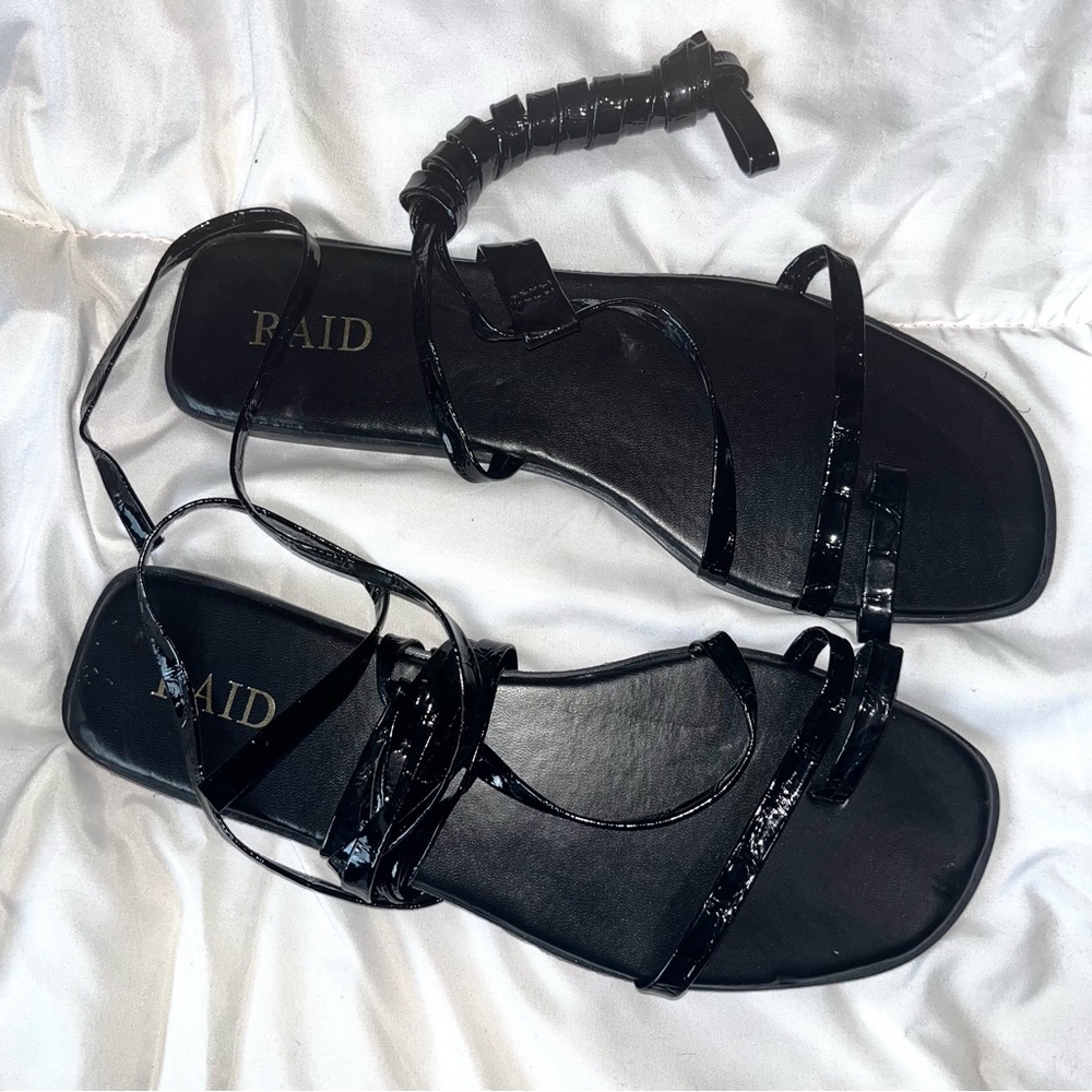 Raid Black Strappy Sandals